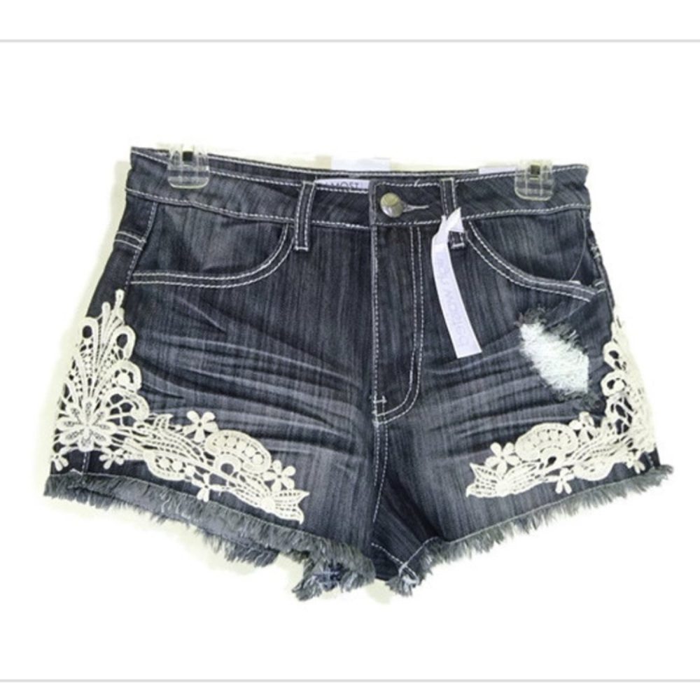 Medium to dark wash denim shorts